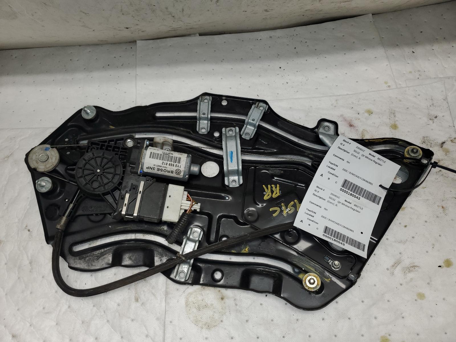 Rear Quarter Window Regulator for Volkswagen vehicles